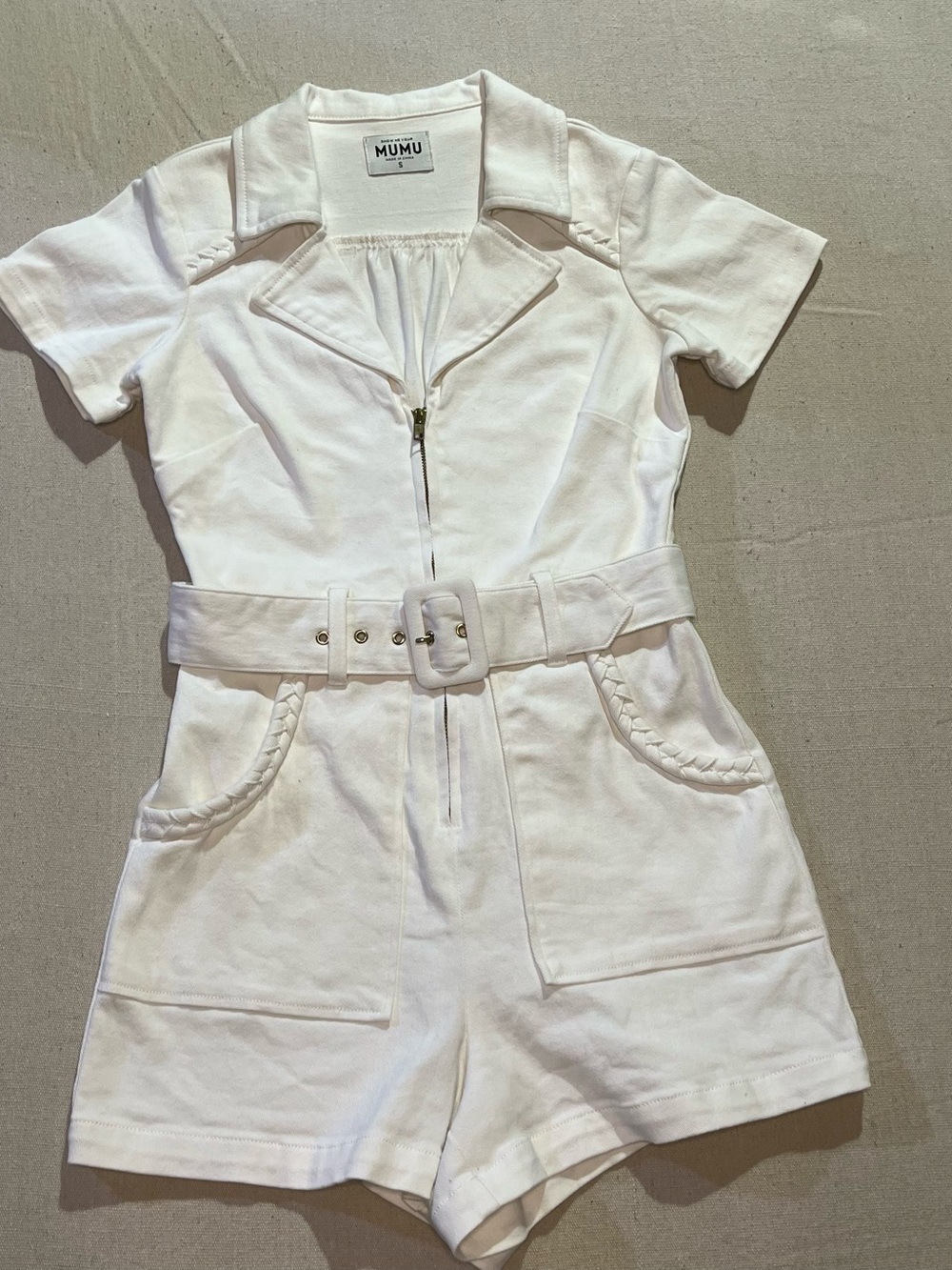 Show Me Your Mumu Outlaw Romper, Pearly White, Sz S